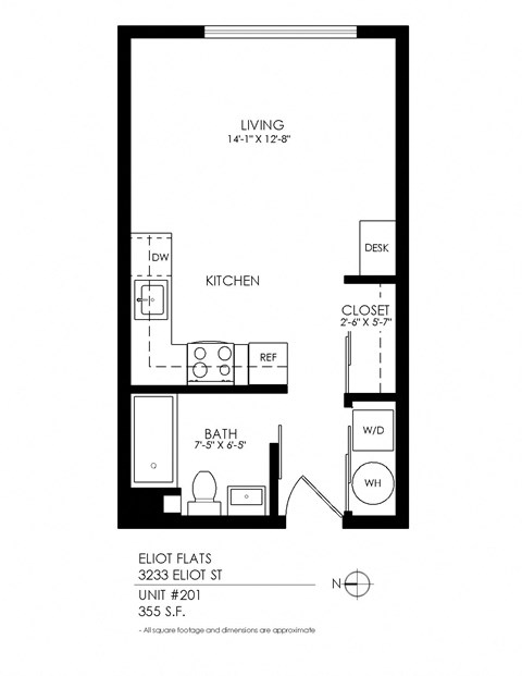 a floor plan of a 1 bedroom floor plan
